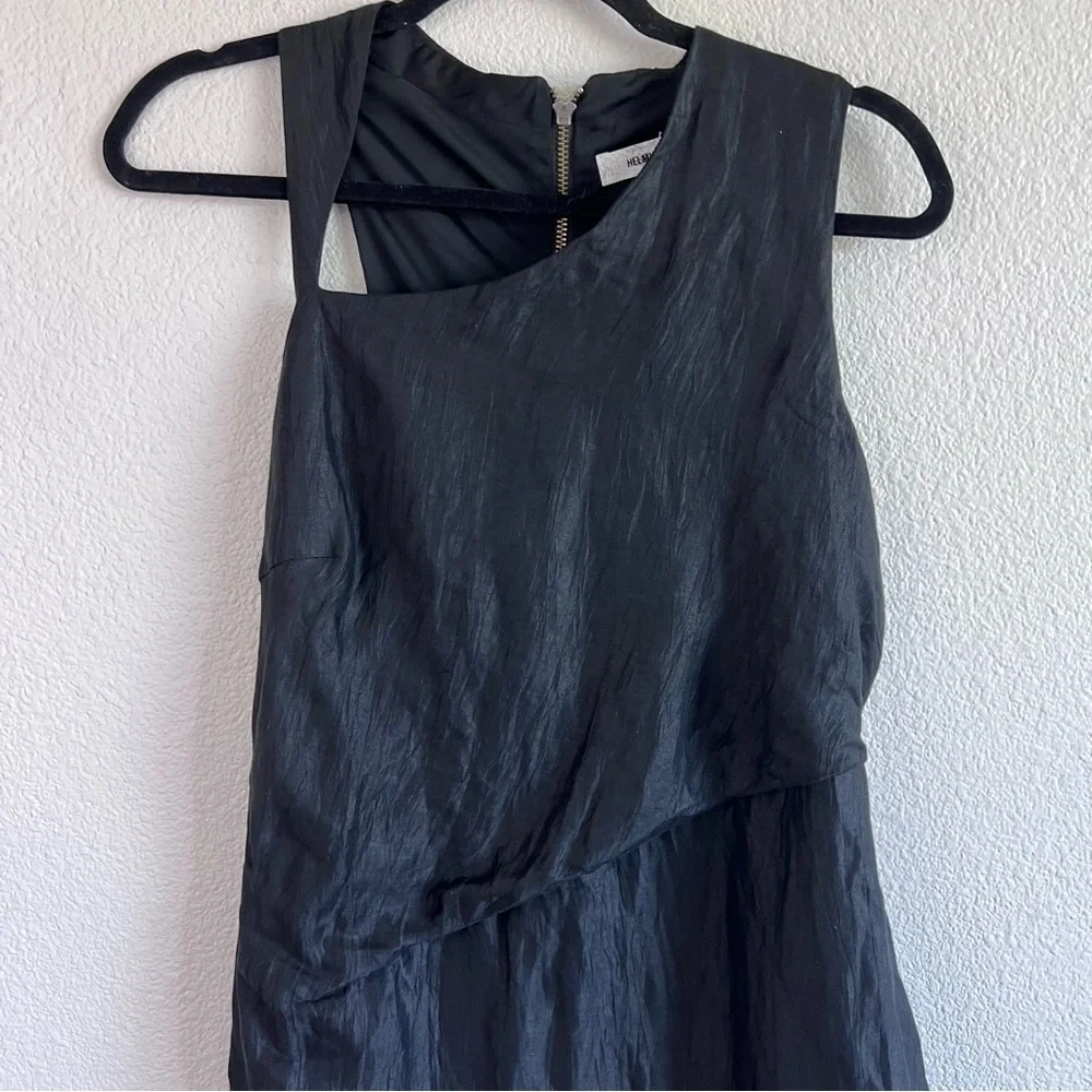 Helmut‎ Lang Women’s Lucid Black Sleeveless Asymmetric Dress Linen